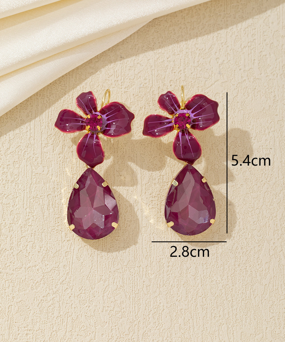Boucles d’oreilles pendantes fleur et goutte dormeuse – 26AHBOL066
