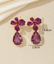 Boucles d’oreilles pendantes fleur et goutte dormeuse – 26AHBOL066