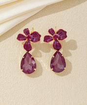 Boucles d’oreilles pendantes fleur et goutte dormeuse – 26AHBOL066