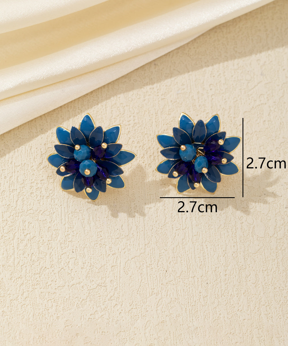 Boucles d’oreilles puces fleur en strass colorés – 26AHBOL068