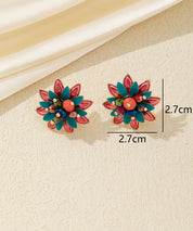 Boucles d’oreilles puces fleur en strass colorés – 26AHBOL068
