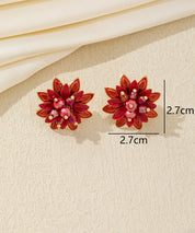 Boucles d’oreilles puces fleur en strass colorés – 26AHBOL068