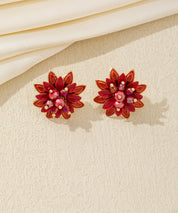 Boucles d’oreilles puces fleur en strass colorés – 26AHBOL068