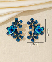 Boucles d’oreilles pendantes fleurs sequins & verre Clou – 26AHBOL069
