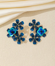 Boucles d’oreilles pendantes fleurs sequins & verre Clou – 26AHBOL069