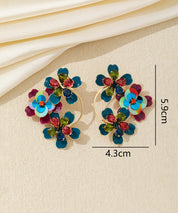 Boucles d’oreilles pendantes fleurs sequins & verre Clou – 26AHBOL069