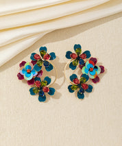 Boucles d’oreilles pendantes fleurs sequins & verre Clou – 26AHBOL069