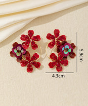 Boucles d’oreilles pendantes fleurs sequins & verre Clou – 26AHBOL069