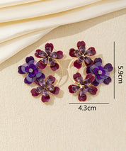 Boucles d’oreilles pendantes fleurs sequins & verre Clou – 26AHBOL069