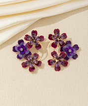 Boucles d’oreilles pendantes fleurs sequins & verre Clou – 26AHBOL069
