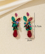 Boucles d’oreilles pendantes feuillage et goutte perlée Clou  – 26AHBOL070