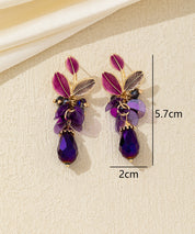 Boucles d’oreilles pendantes feuillage et goutte perlée Clou  – 26AHBOL070