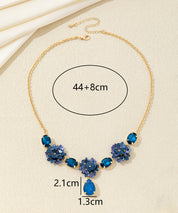 Collier fleurs sequins & verre goutte – 26AHCC001
