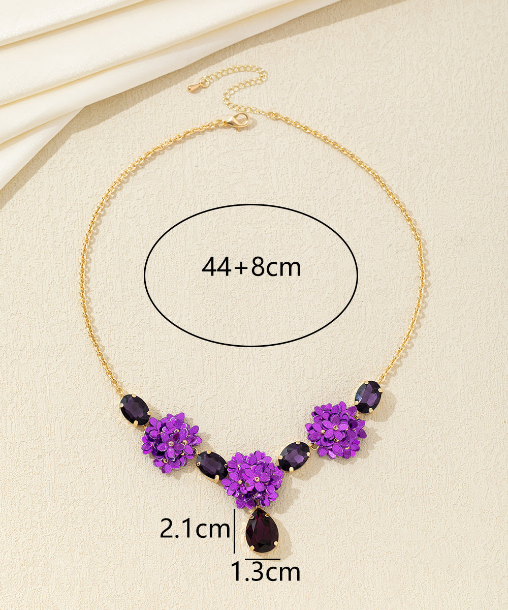 Collier fleurs sequins & verre goutte – 26AHCC001