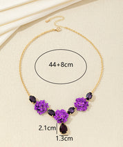 Collier fleurs sequins & verre goutte – 26AHCC001