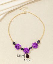 Collier fleurs sequins & verre goutte – 26AHCC001
