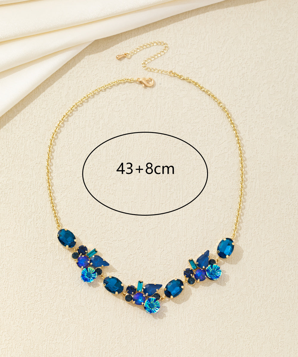 Collier fleurs et strass en verre multiformes – 26AHCC002