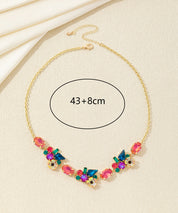 Collier fleurs et strass en verre multiformes – 26AHCC002