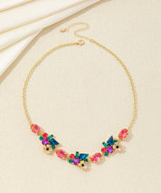 Collier fleurs et strass en verre multiformes – 26AHCC002