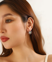 Boucles d’oreilles dormeuse strass rond – 26PEBOL001