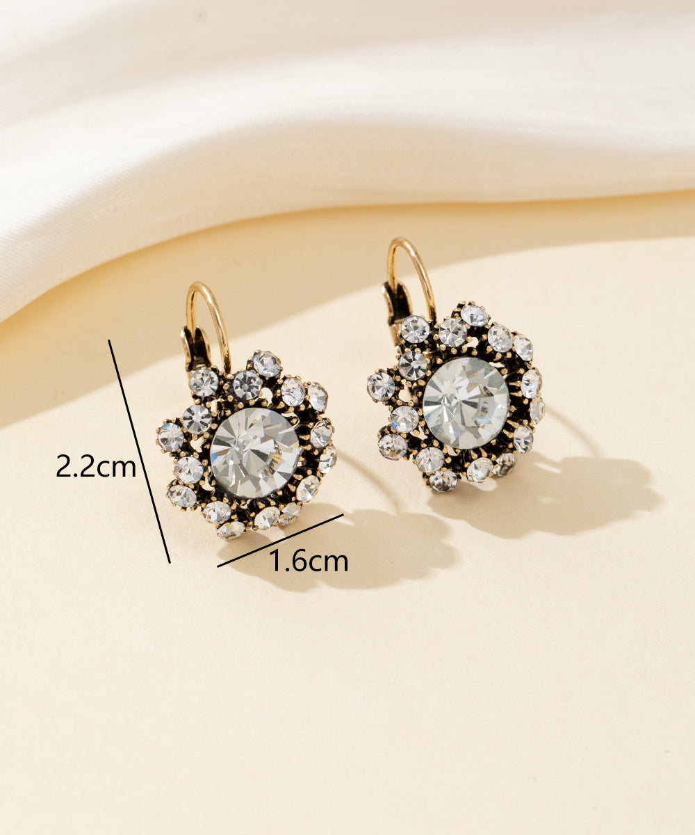 Boucles d’oreilles dormeuse strass rond – 26PEBOL001