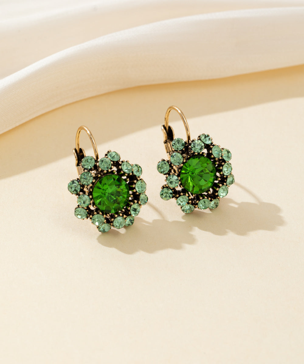 Boucles d’oreilles dormeuse strass rond – 26PEBOL001