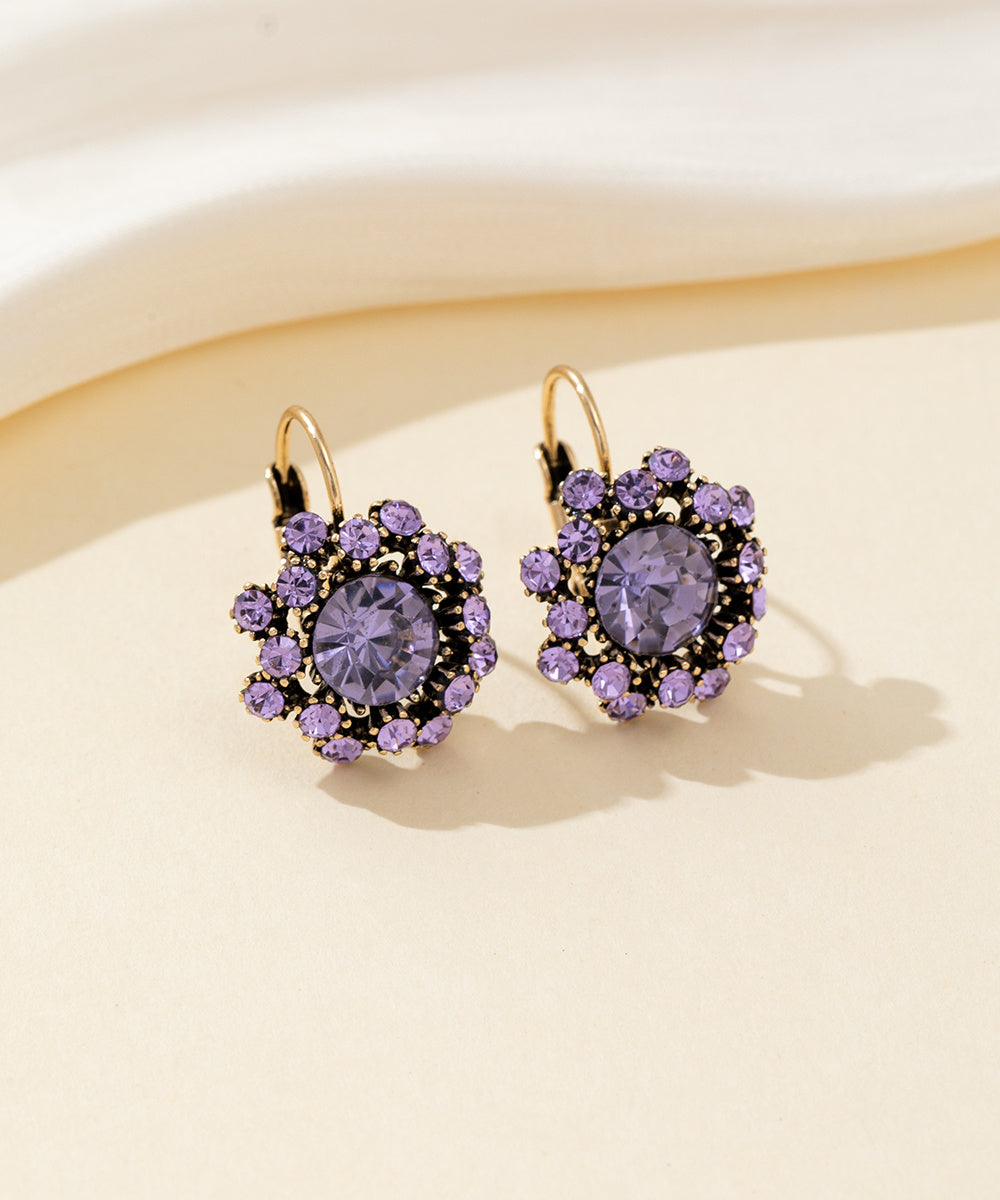 Boucles d’oreilles dormeuse strass rond – 26PEBOL001