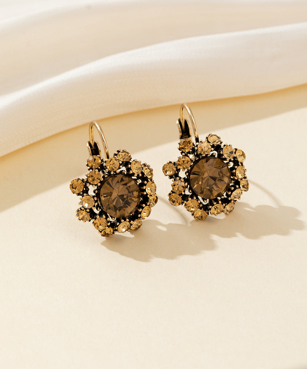 Boucles d’oreilles dormeuse strass rond – 26PEBOL001