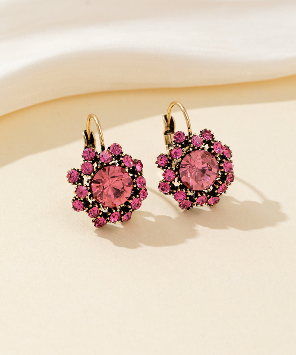 Boucles d’oreilles dormeuse strass rond – 26PEBOL001