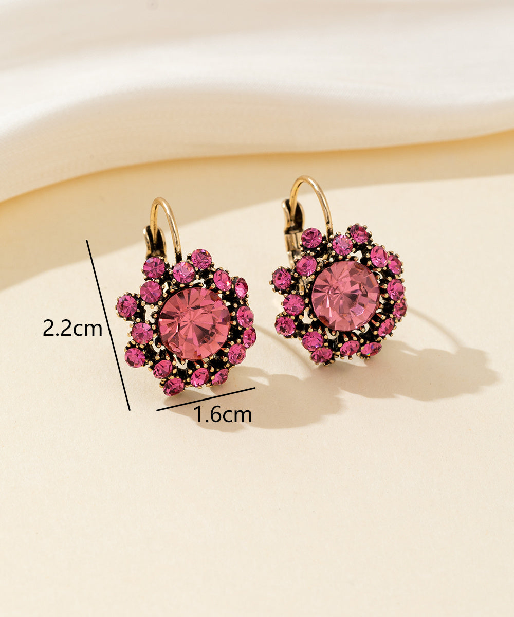 Boucles d’oreilles dormeuse strass rond – 26PEBOL001