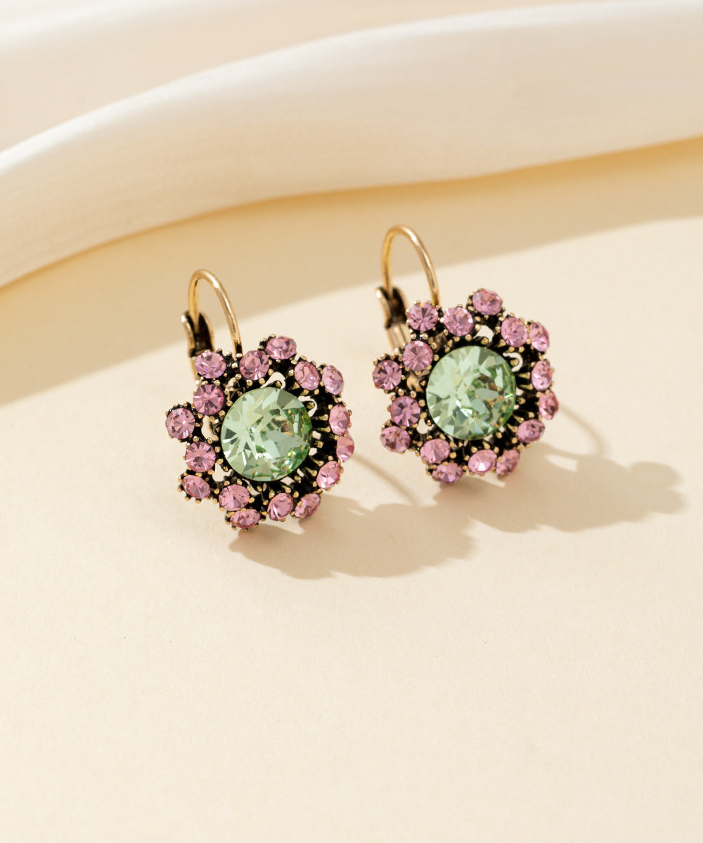 Boucles d’oreilles dormeuse strass rond – 26PEBOL001