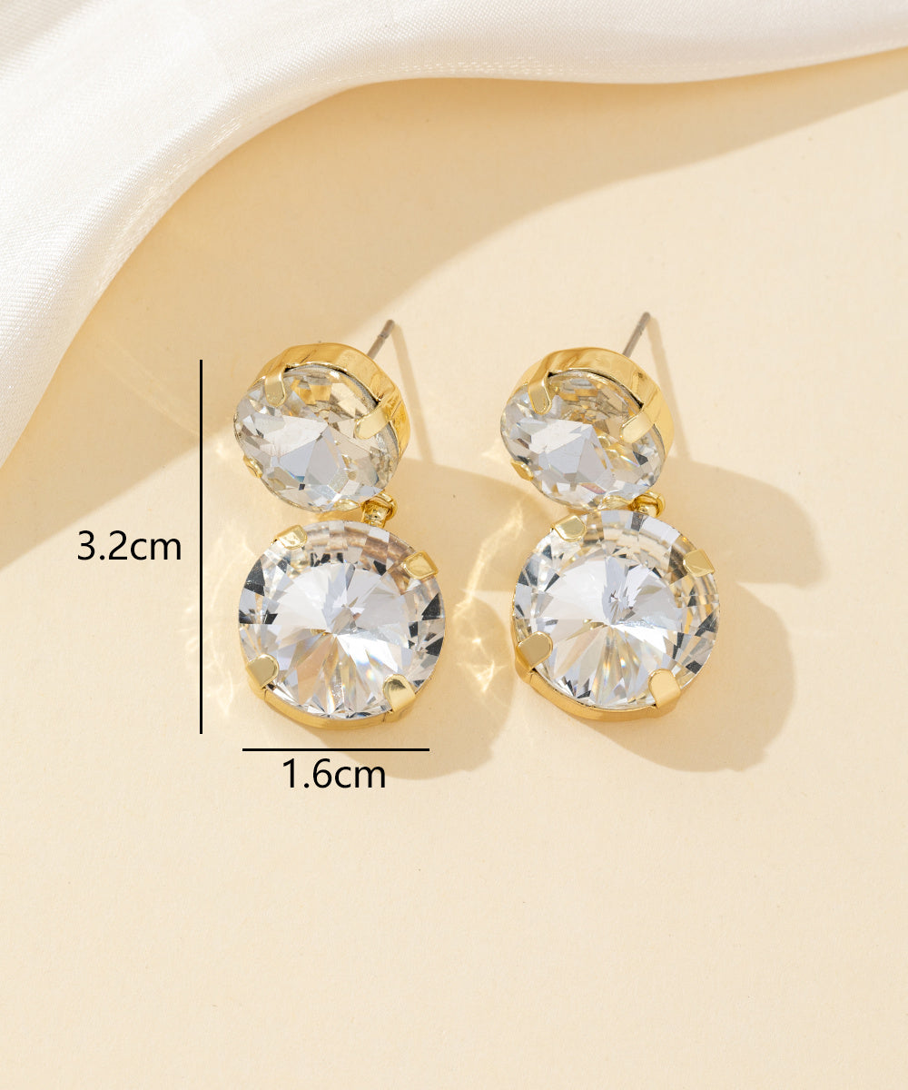 Boucles d’oreilles clou double cristal facetté - 26PEBOL002