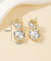 Boucles d’oreilles clou double cristal facetté - 26PEBOL002