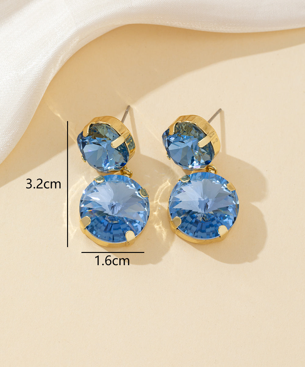 Boucles d’oreilles clou double cristal facetté - 26PEBOL002