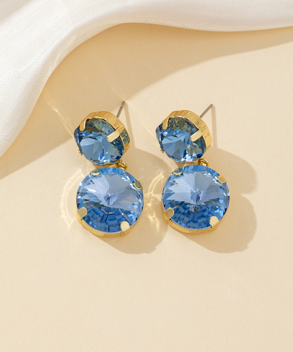 Boucles d’oreilles clou double cristal facetté - 26PEBOL002