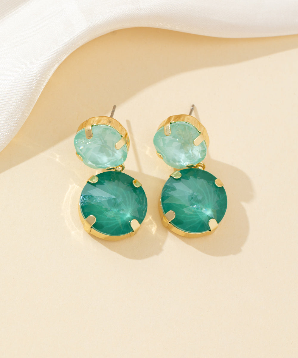 Boucles d’oreilles clou double cristal facetté - 26PEBOL002