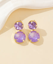 Boucles d’oreilles clou double cristal facetté - 26PEBOL002