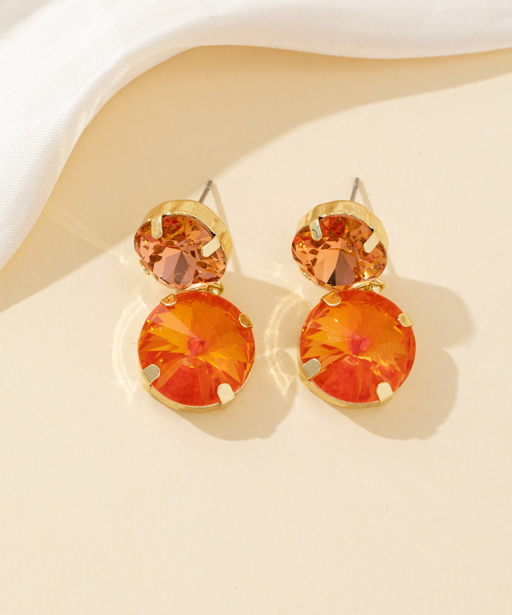 Boucles d’oreilles clou double cristal facetté - 26PEBOL002