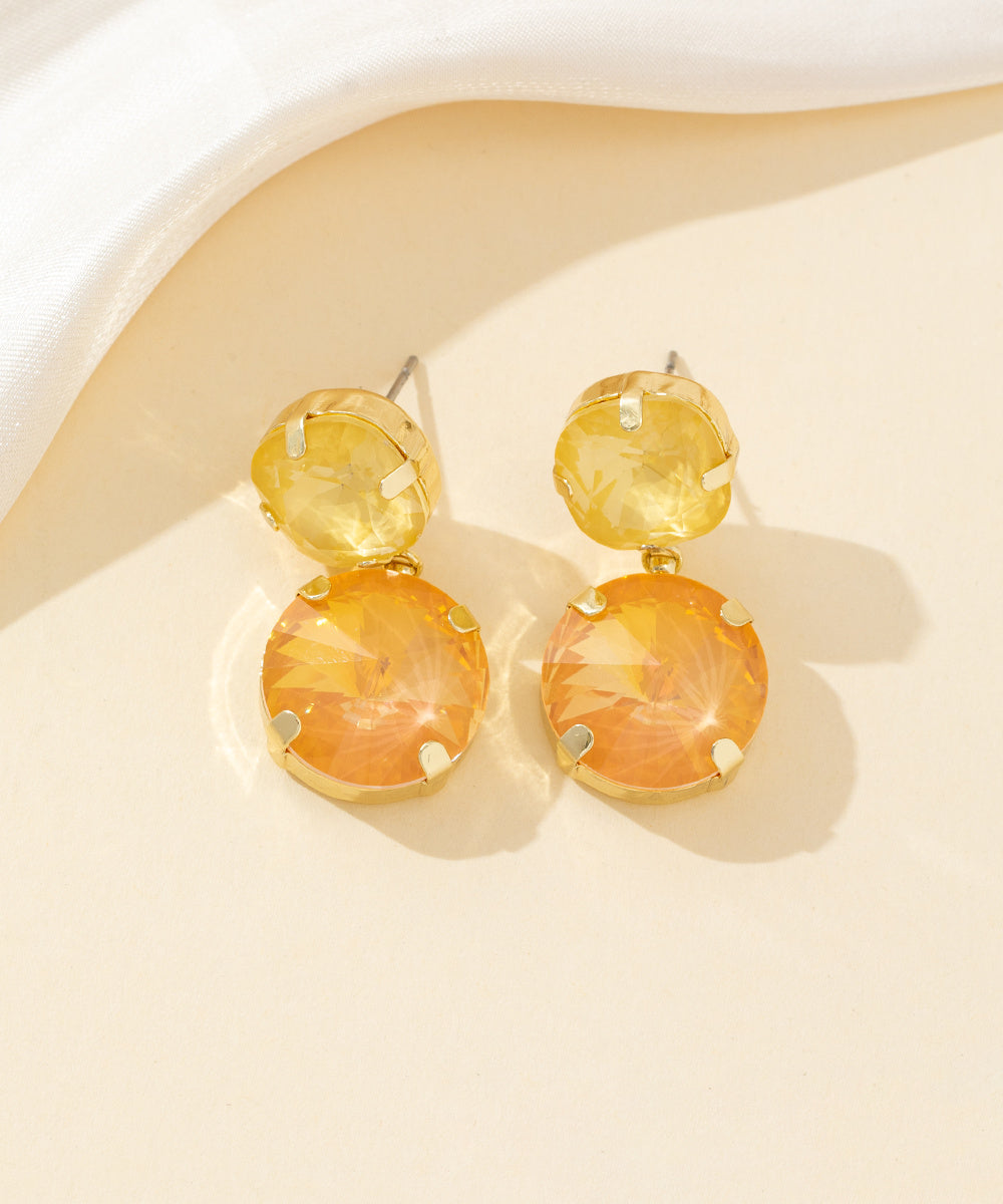 Boucles d’oreilles clou double cristal facetté - 26PEBOL002