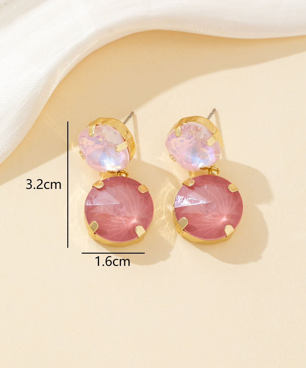 Boucles d’oreilles clou double cristal facetté - 26PEBOL002