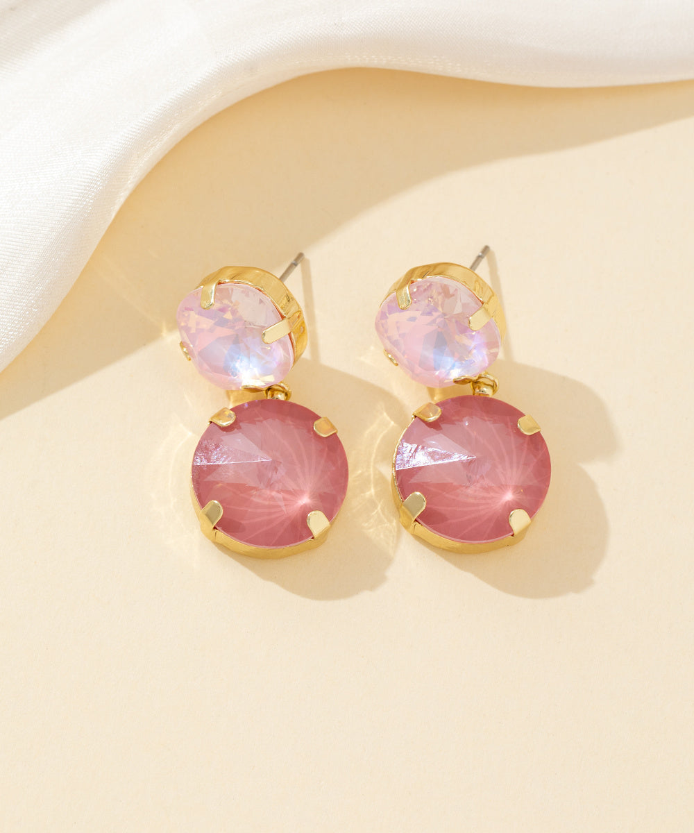 Boucles d’oreilles clou double cristal facetté - 26PEBOL002