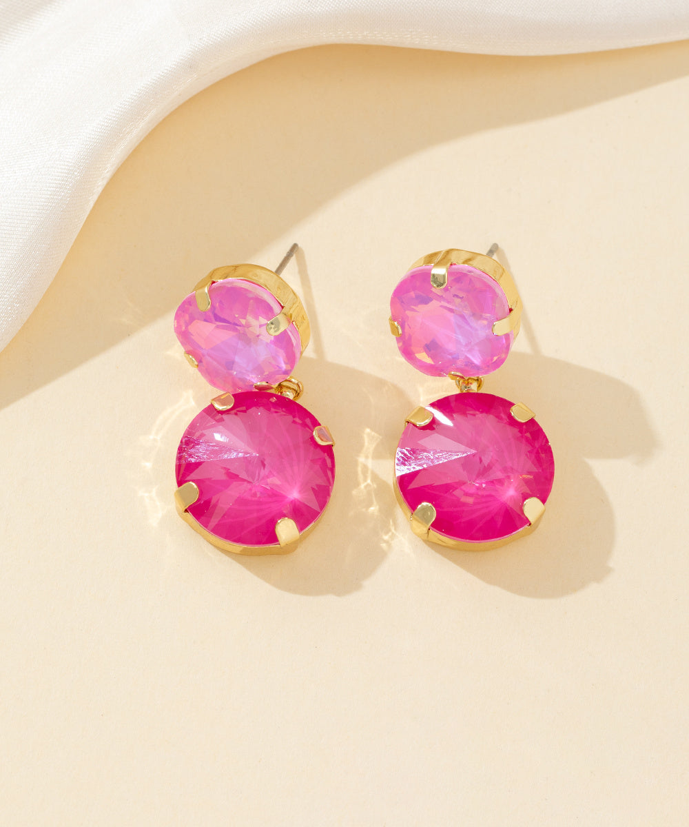 Boucles d’oreilles clou double cristal facetté - 26PEBOL002