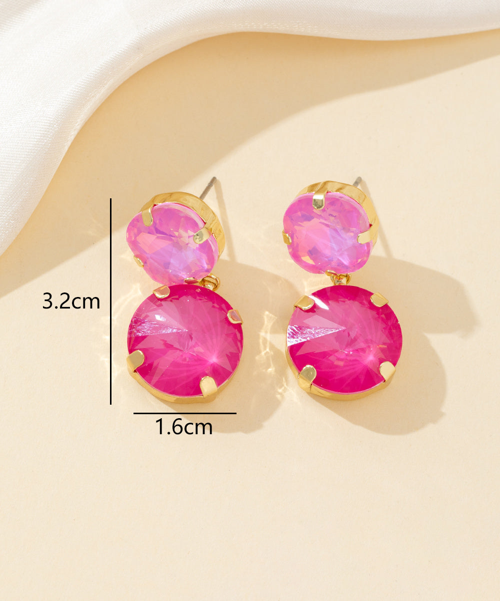 Boucles d’oreilles clou double cristal facetté - 26PEBOL002