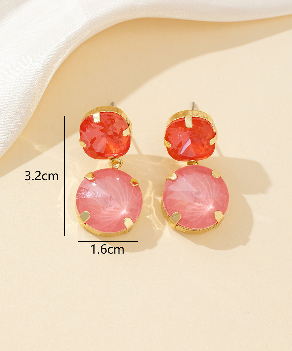 Boucles d’oreilles clou double cristal facetté - 26PEBOL002