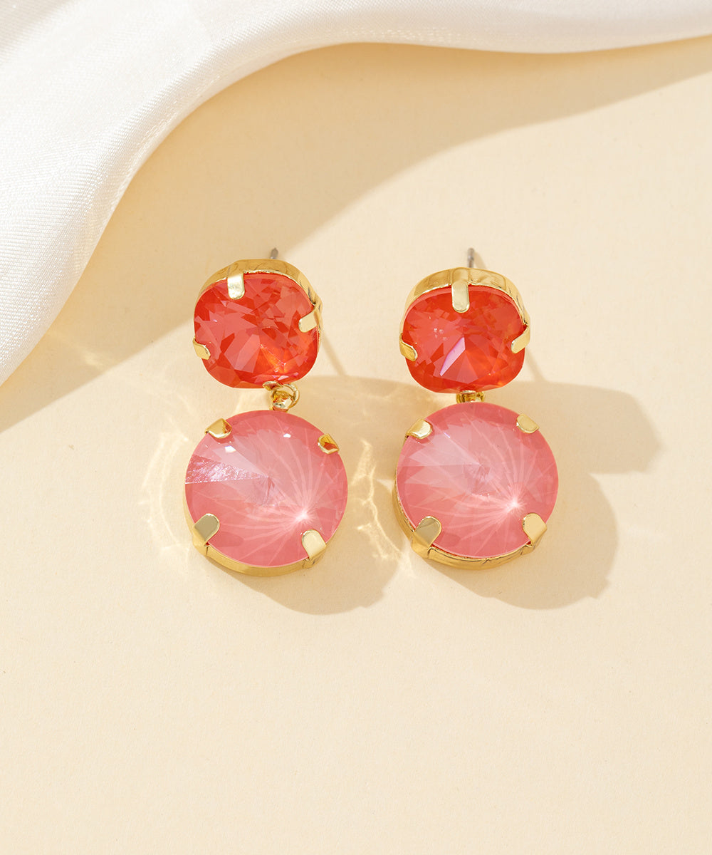 Boucles d’oreilles clou double cristal facetté - 26PEBOL002