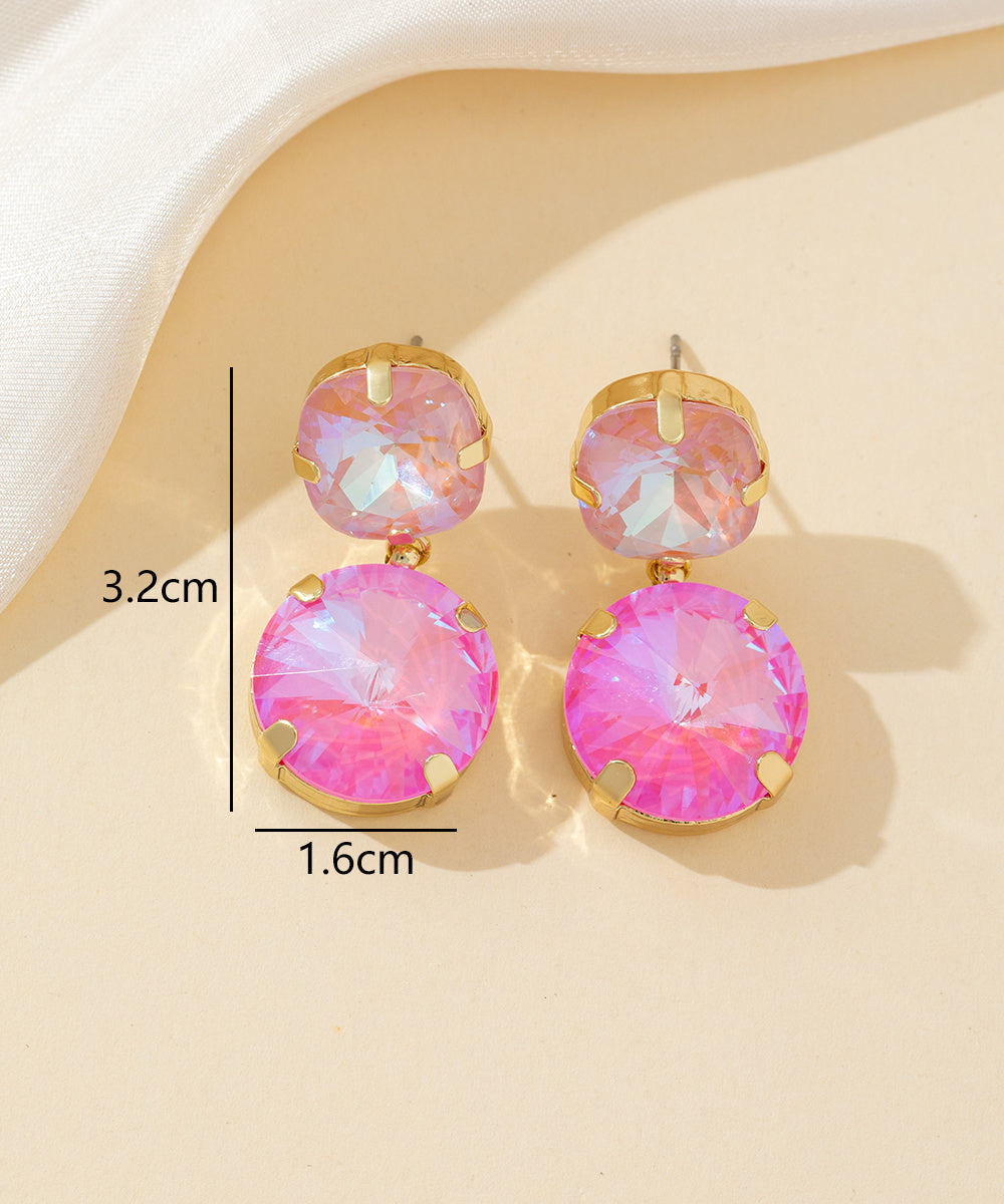 Boucles d’oreilles clou double cristal facetté - 26PEBOL002