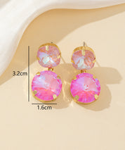 Boucles d’oreilles clou double cristal facetté - 26PEBOL002
