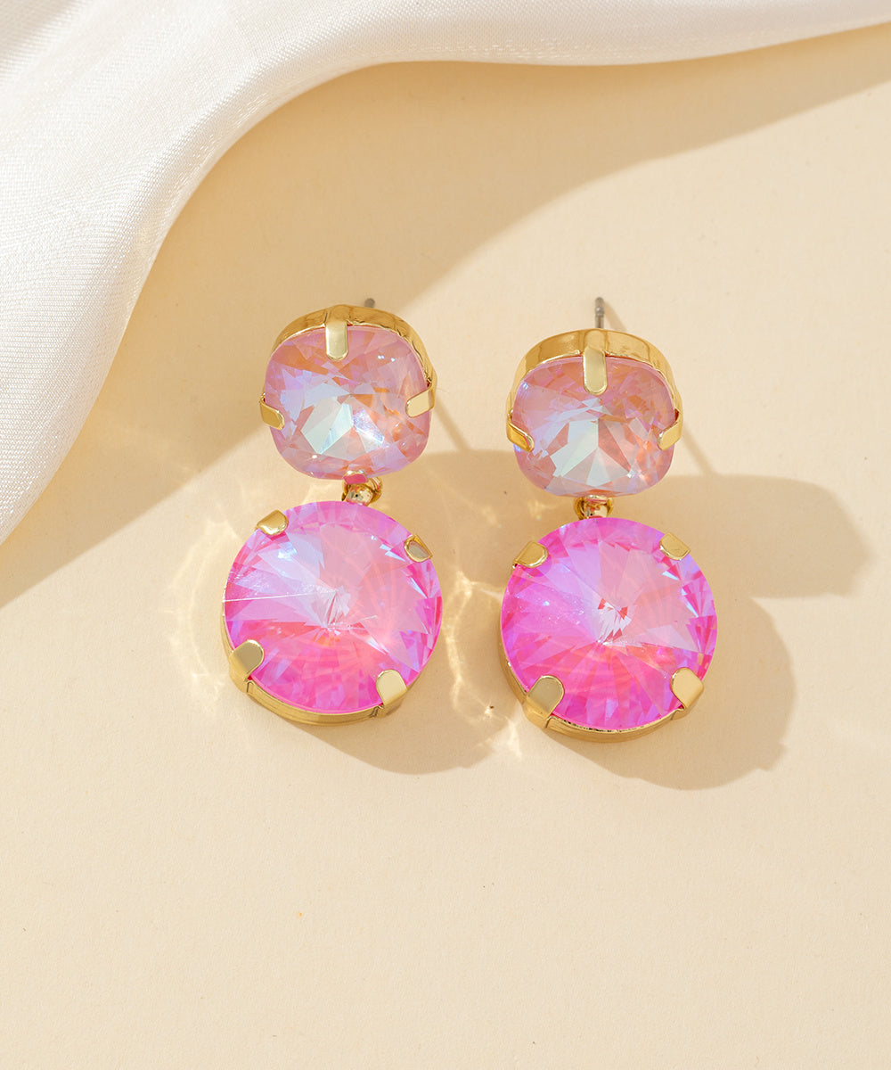 Boucles d’oreilles clou double cristal facetté - 26PEBOL002