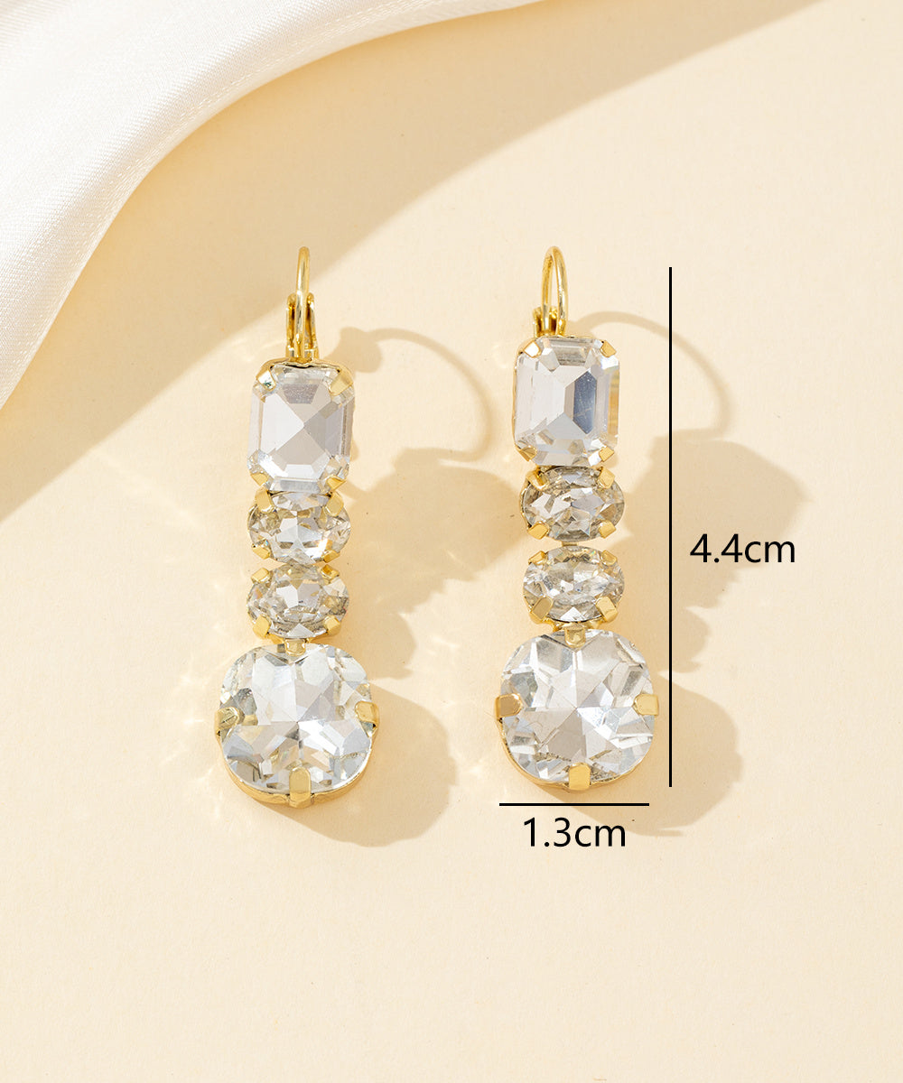 Boucles d’oreilles pendantes en verre facetté – 26PEBOL003