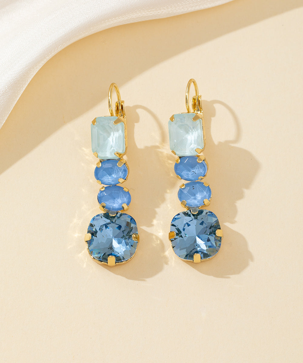 Boucles d’oreilles pendantes en verre facetté – 26PEBOL003